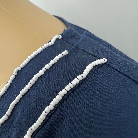 Carroll Reed 2X Womens Navy Blue Beaded 3/4 Sleeve Boho Blouse Top - Picture 6 of 8